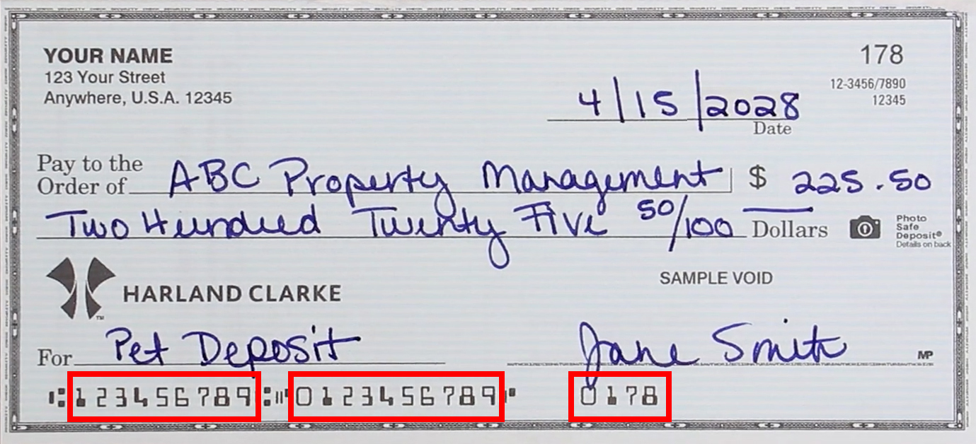 The special ink characters on a check