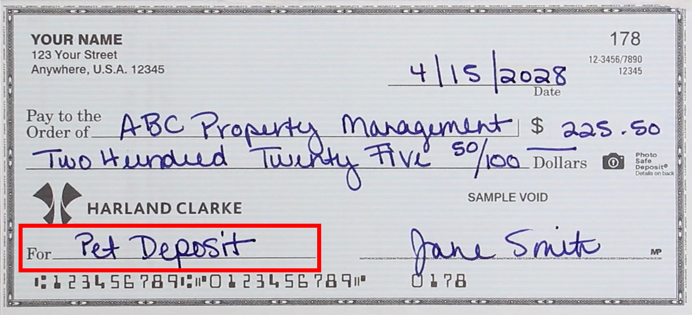 How to write the memo line on a check