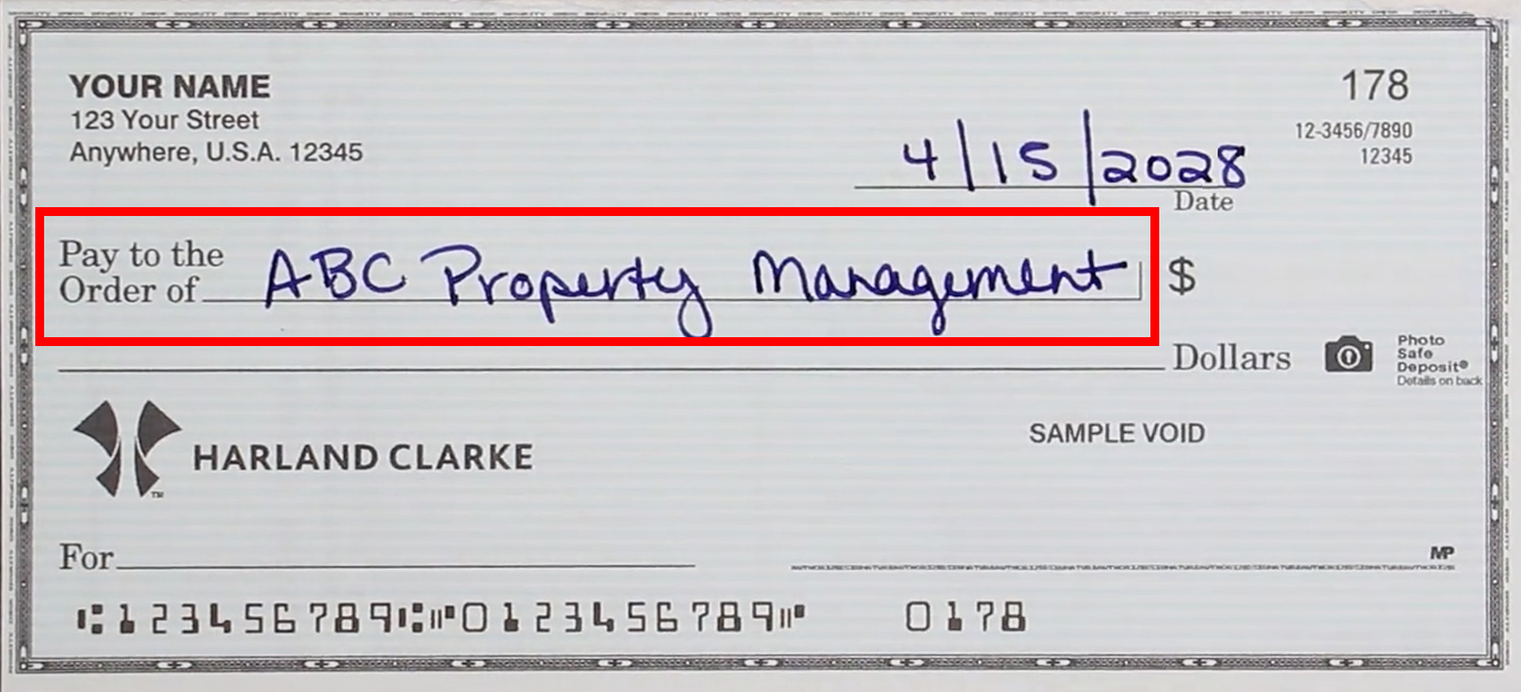 How to write the 'pay to the order of' line on a check