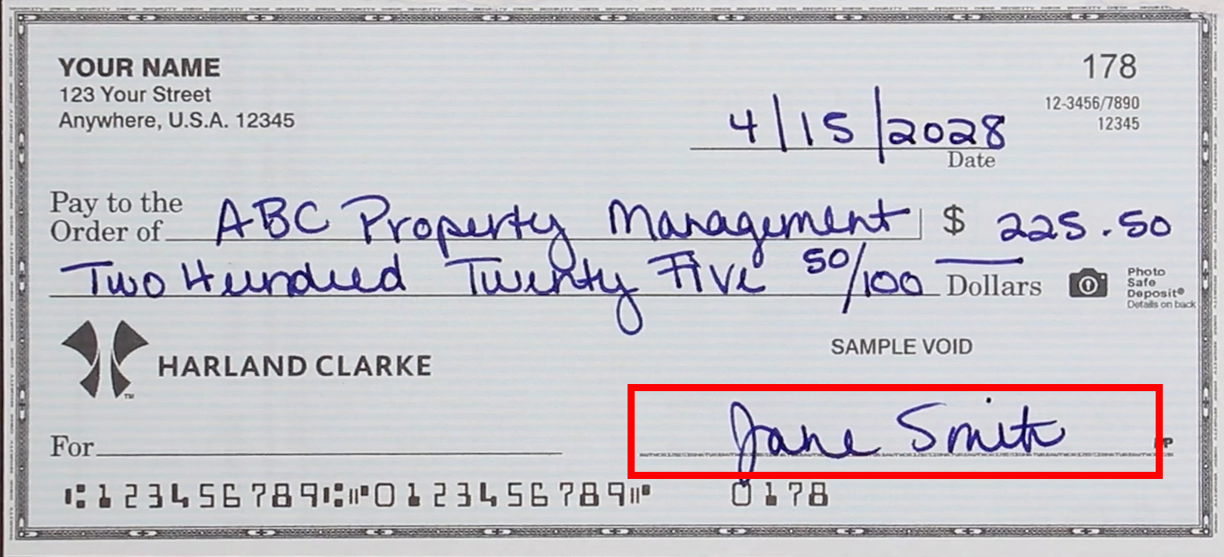 How to write the signature on a check